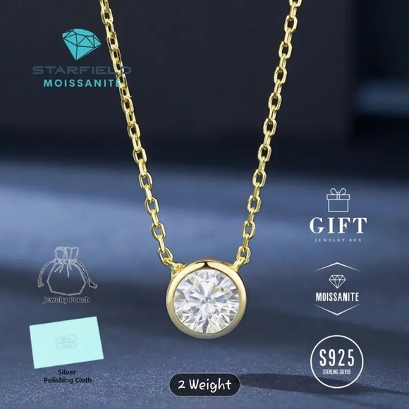 GRA CERTIFIED 0.5 Carat 14k Gold Plated Golden Bubble Moissanite Pendant - Picture 3 of 11